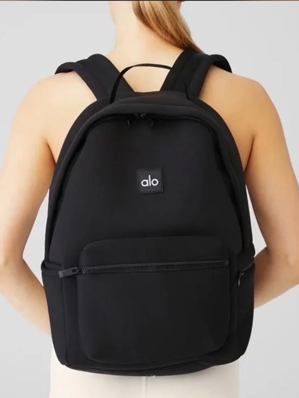 Alo Yoga Stow Backpack Black /Silver Neoprene Detachable Pouch RETAILS OVER $300
